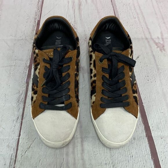 Zadig & Voltaire BR/BLK Leopard Half Calf Leather Sneakers Womens EU 10 US 10